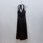 Very brown satin halter neck dress 12