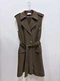 Cue olive wrap belted sleeveless dress-10