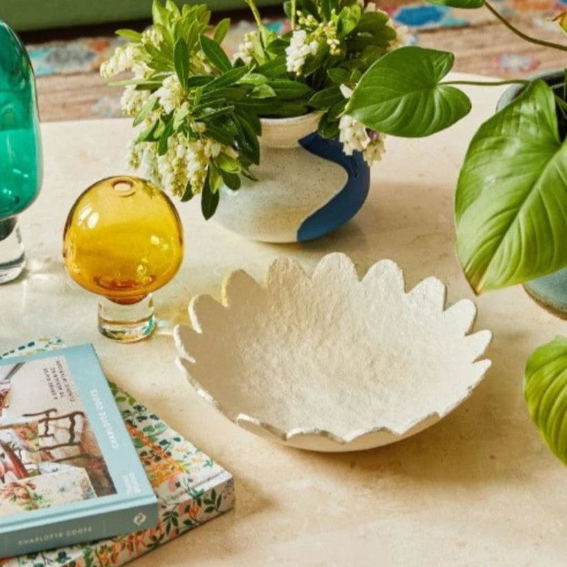 Scalloped Dish Large- Oatmeal