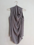 Scanlan Theodore Blouse Grey Silk Cowl Neck Drape Tunic Sleeveless - 8