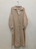 Zara Beige Linen Midi Shirt Dress - M