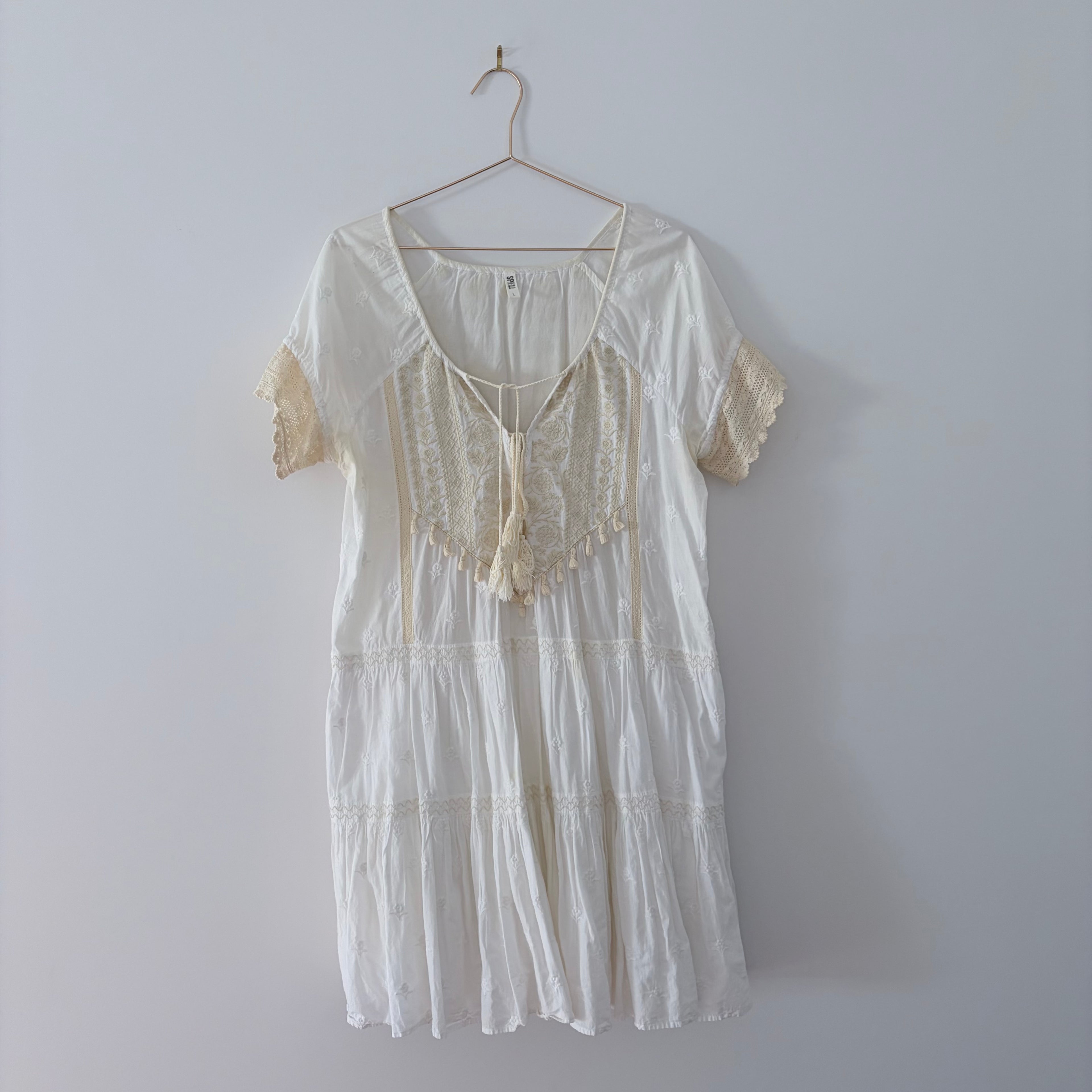 Spell White Lace Bodice Dress - L