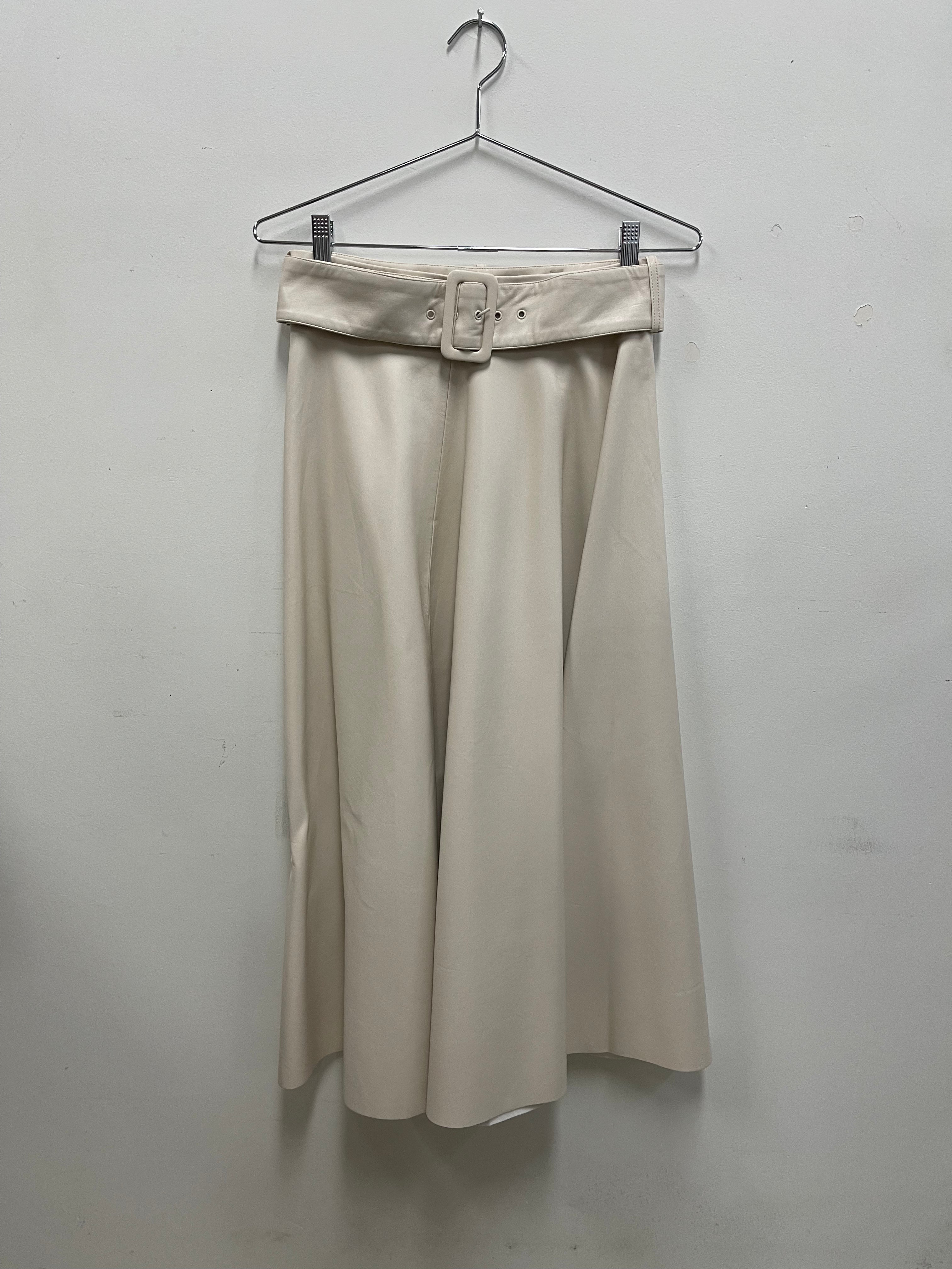 Zara Cream Faux Leather Skirt & Belt USA M
