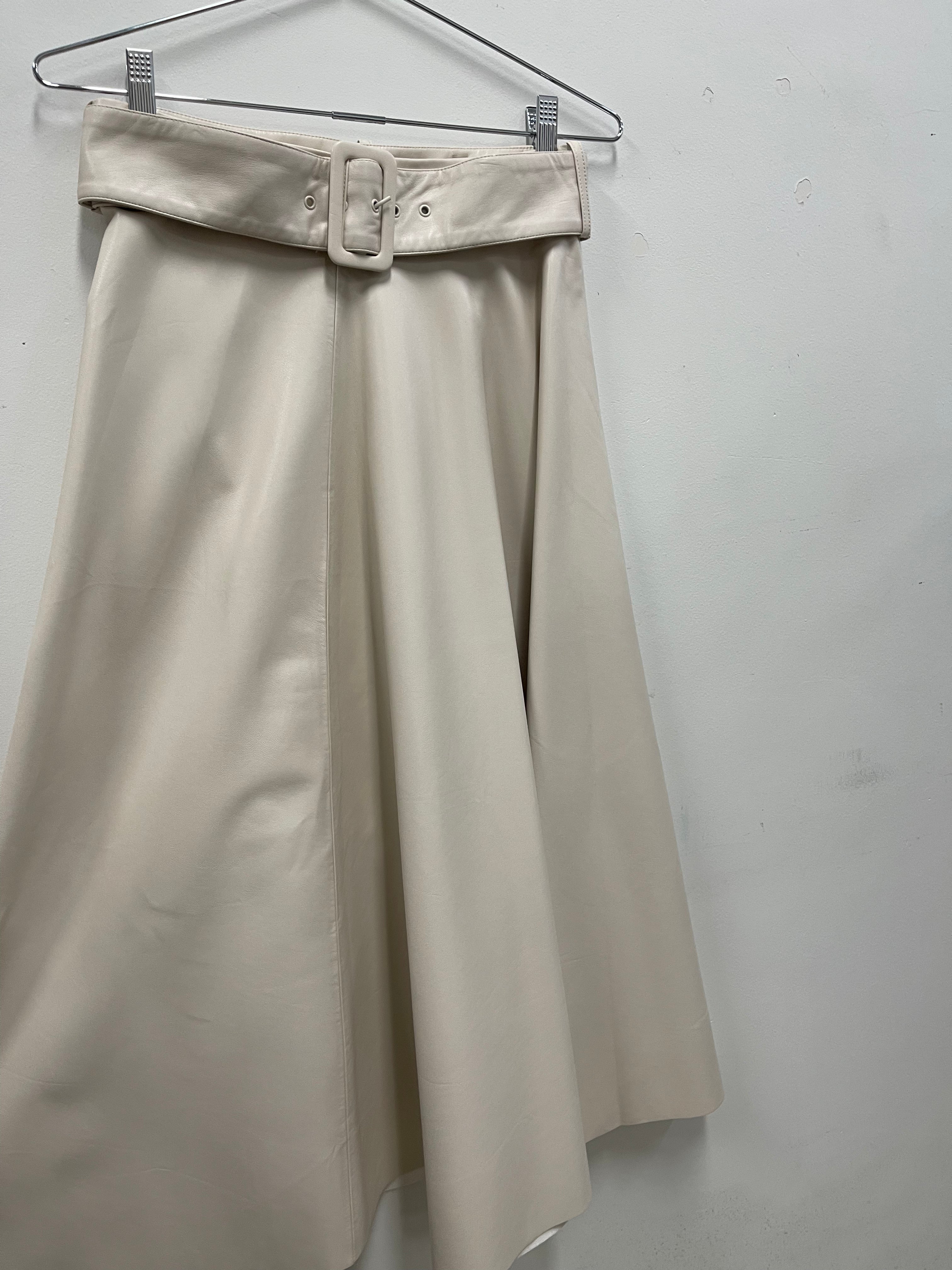 Zara Cream Faux Leather Skirt & Belt USA M