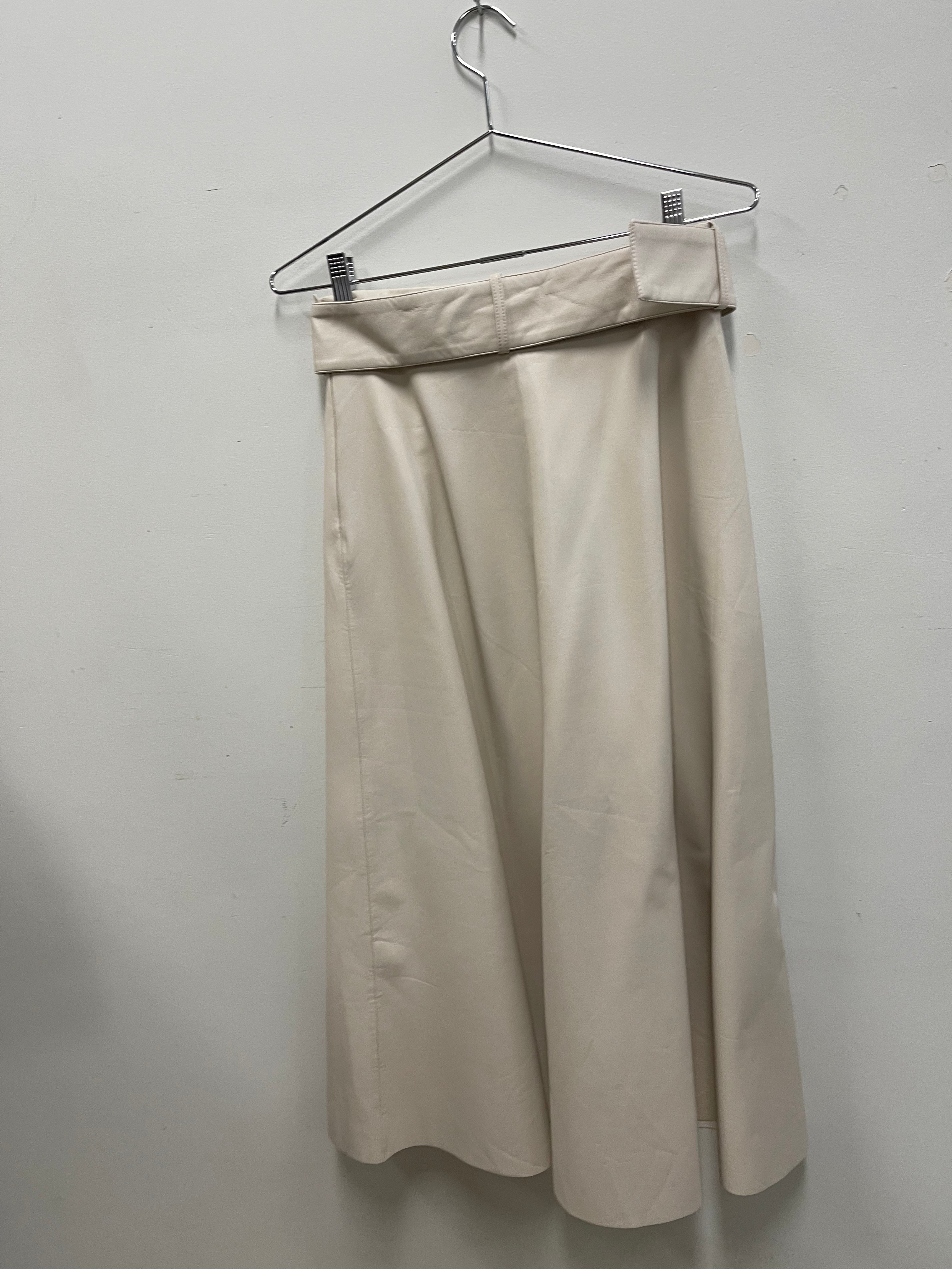 Zara Cream Faux Leather Skirt & Belt USA M