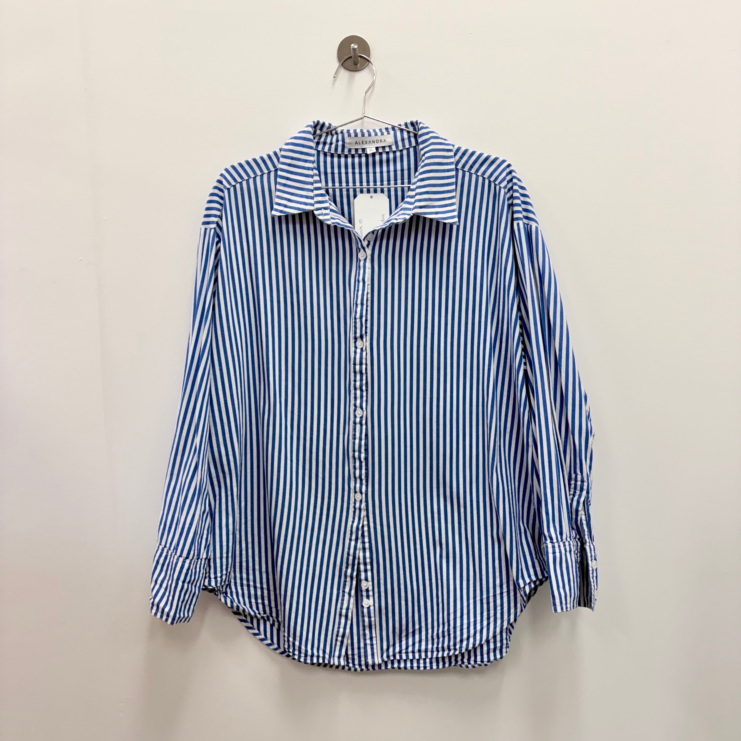 Alexandra Blue and White Striped Shirt - XL