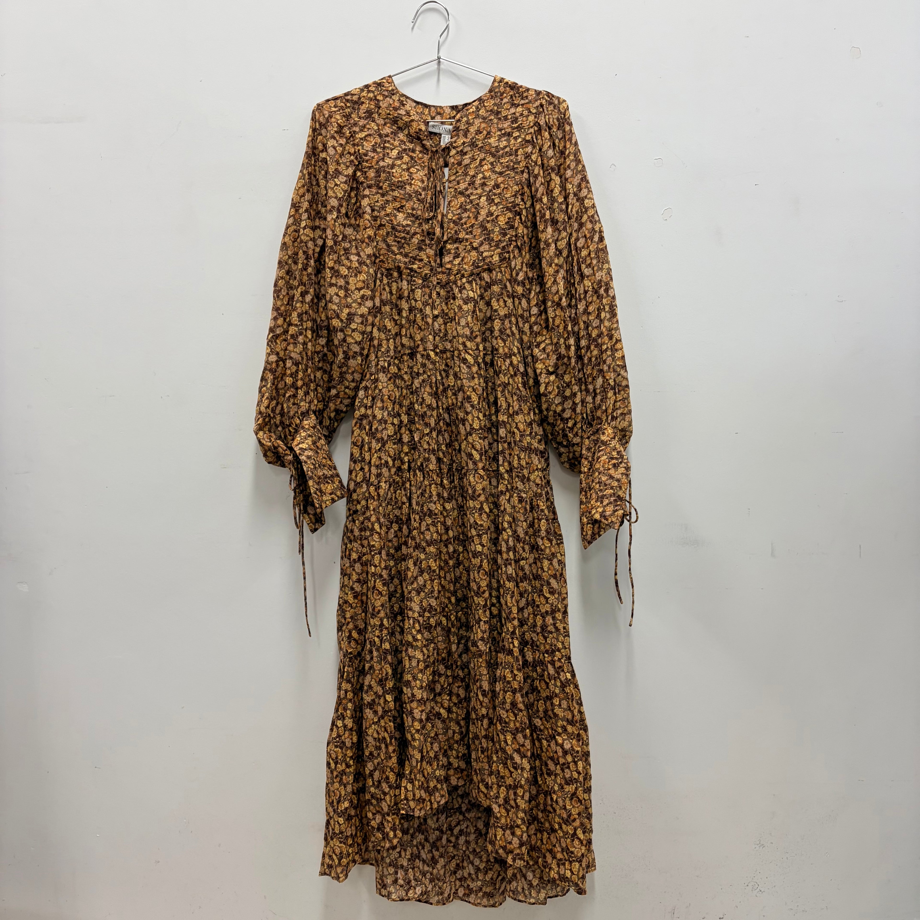 Shona Joy Brown and Yellow Flower Maxi Dress - 10