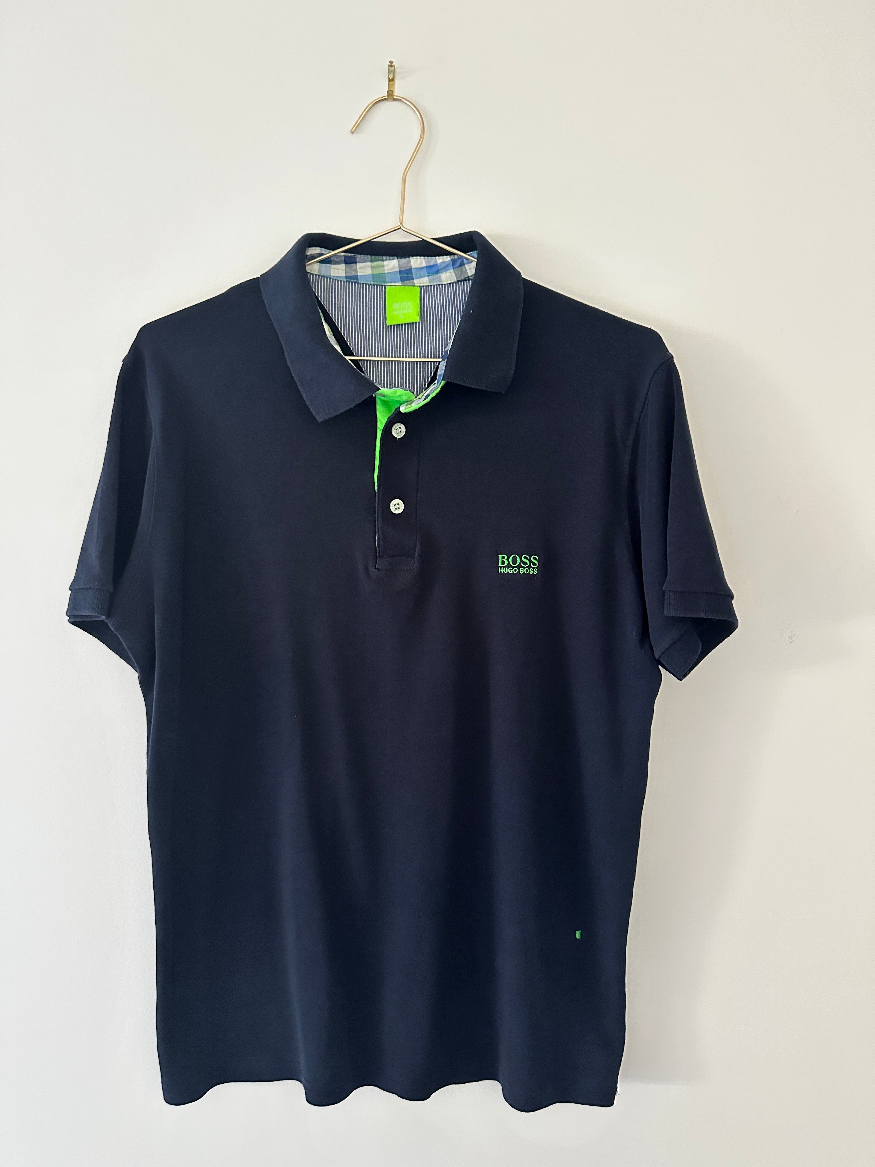 Hugo Boss Mens Slim Fit Polo - Green Trim - L