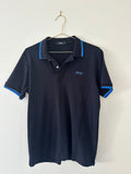 Hugo Boss Mens Slim Fit Polo Black with Blue Trim - L