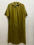 Green Linen Maxi Dress - S/M