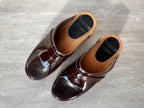 Funkis Brown Patent Clogs, Size 36