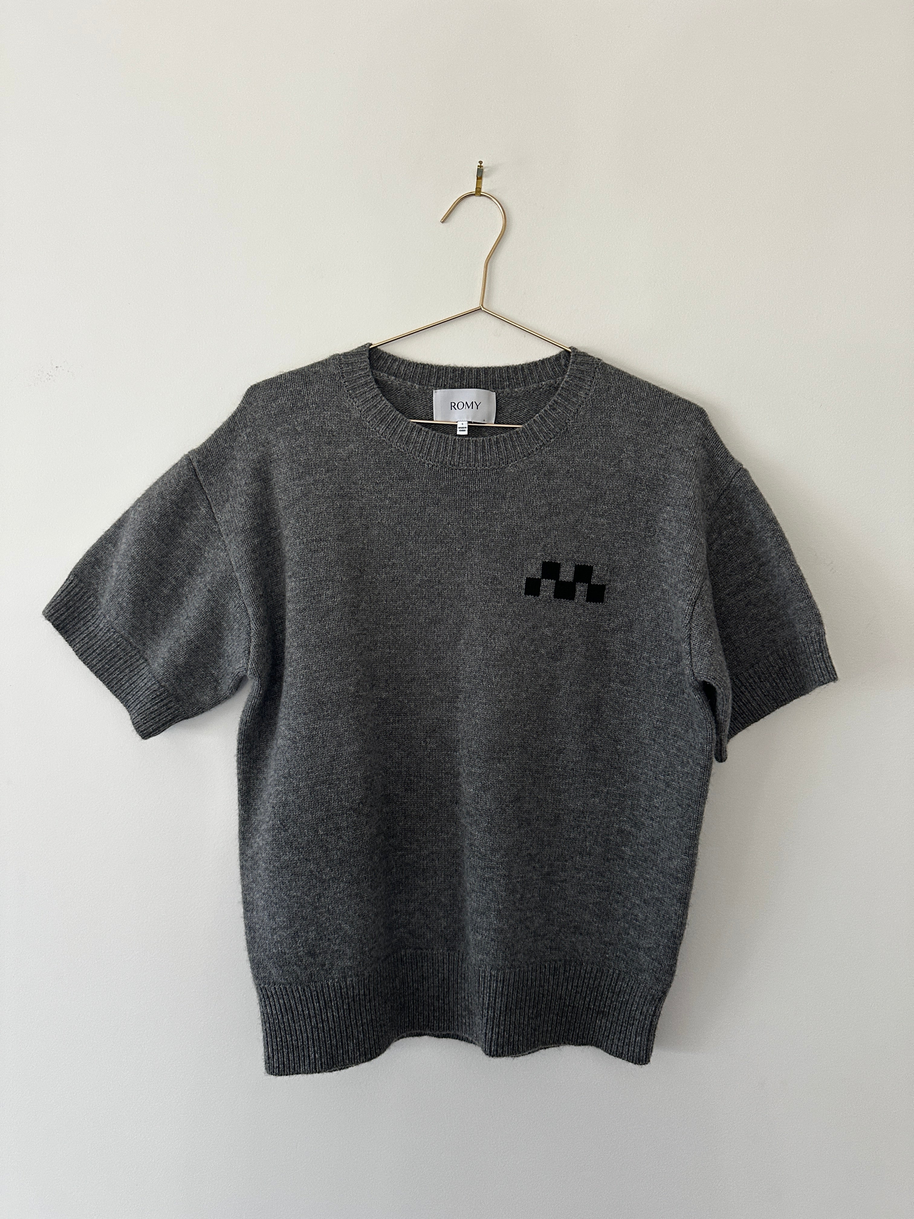 Romy Grey Knit Cashmere and Wool T'shirt - S