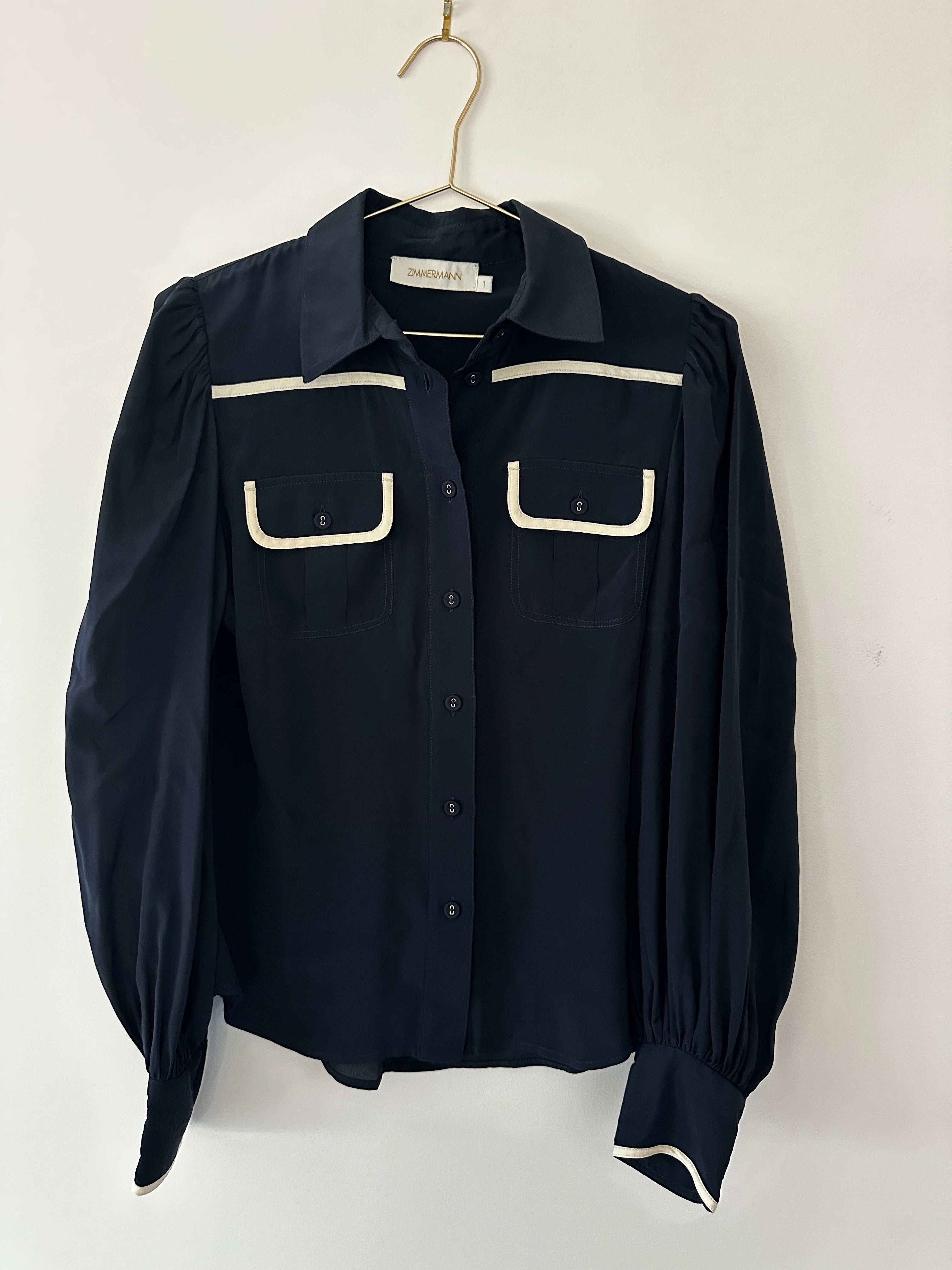 Zimmermann Navy Suit - Wide Leg Pants and Shirt - 1