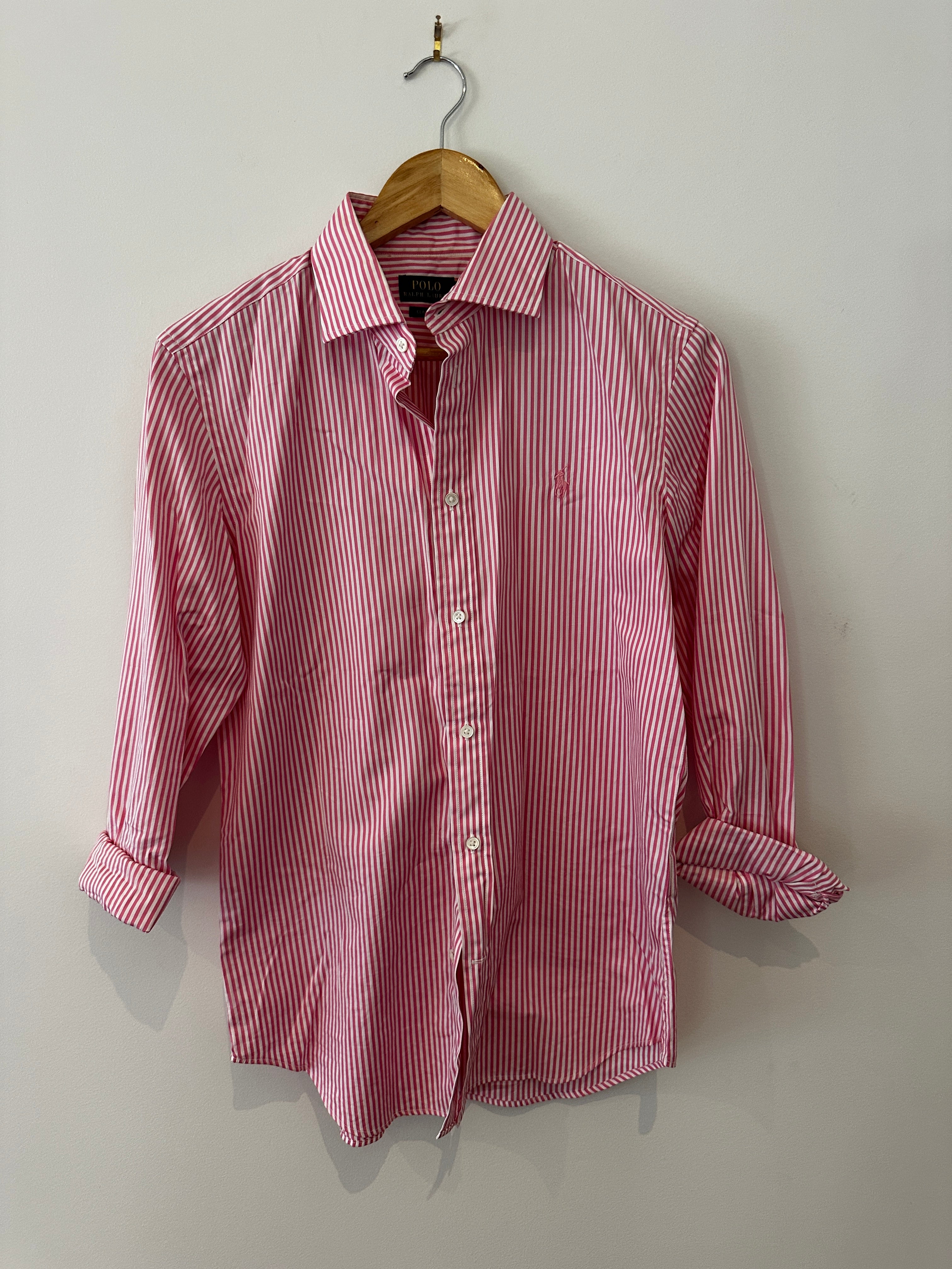 Polo Ralph Lauren Pink and White Striped Shirt - 10