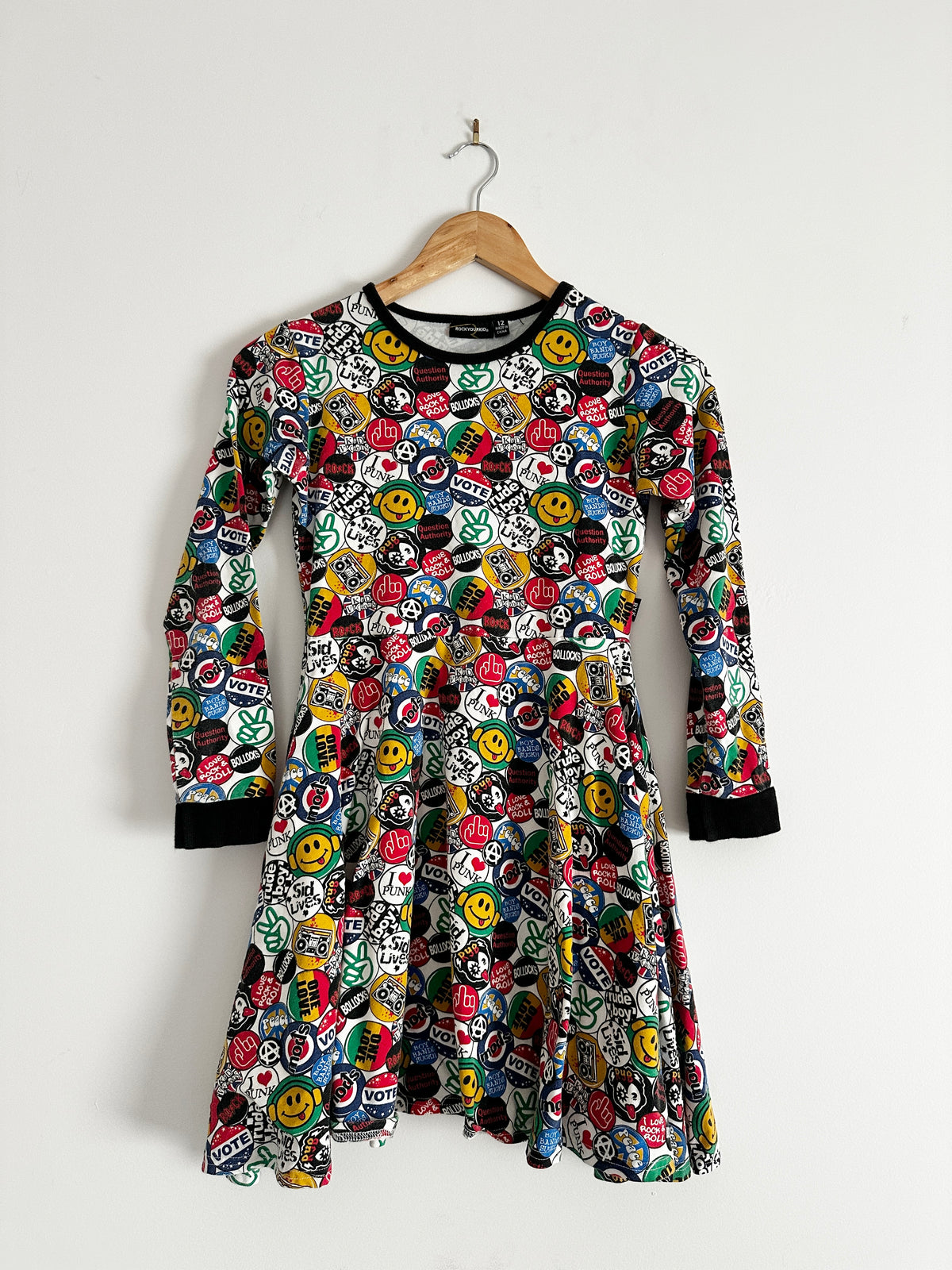 Rock Your Kid Skater Print Dress - Kids 12