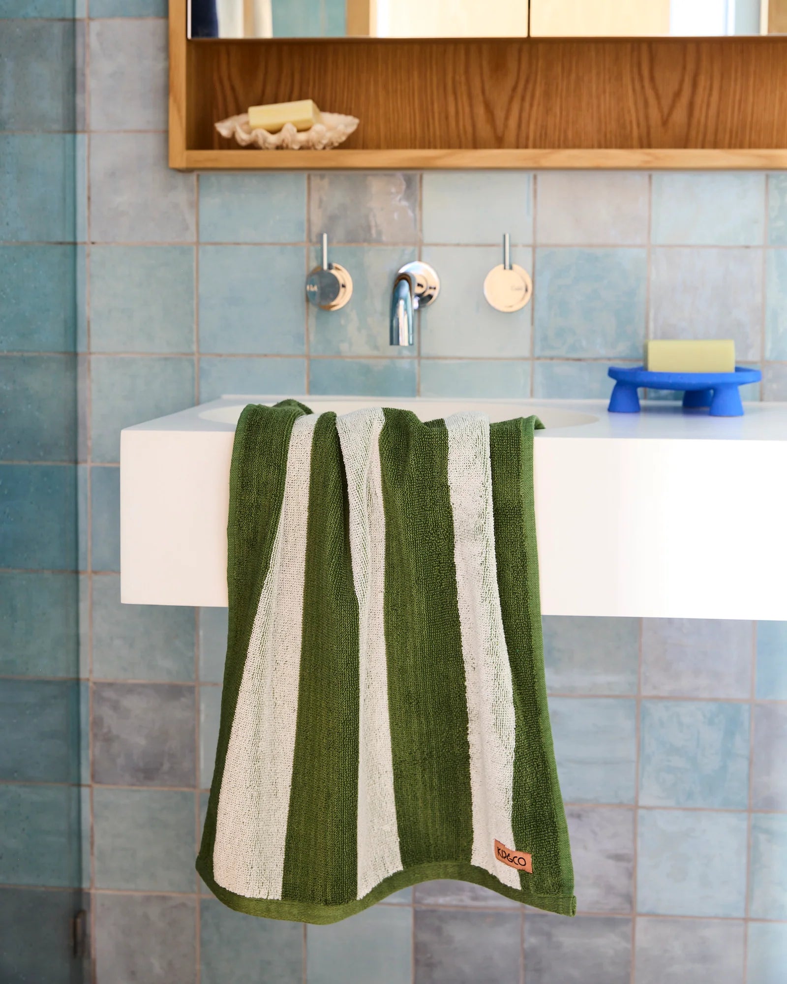 Moss Stripe Terry Towels