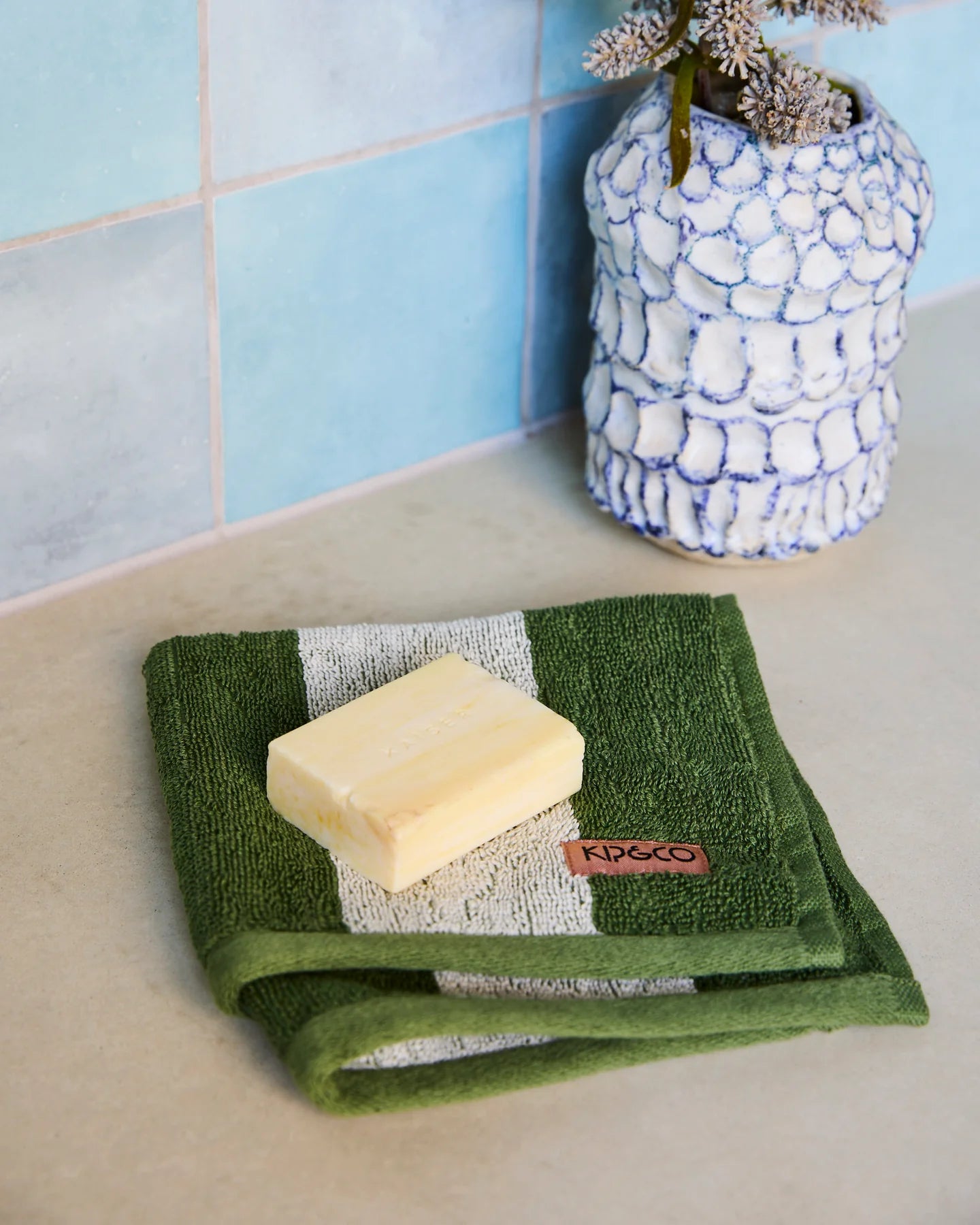 Moss Stripe Terry Towels