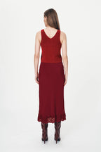 Marina Silk Midi Skirt - Wine Red