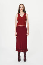 Marina Silk Midi Skirt - Wine Red