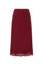 Marina Silk Midi Skirt - Wine Red