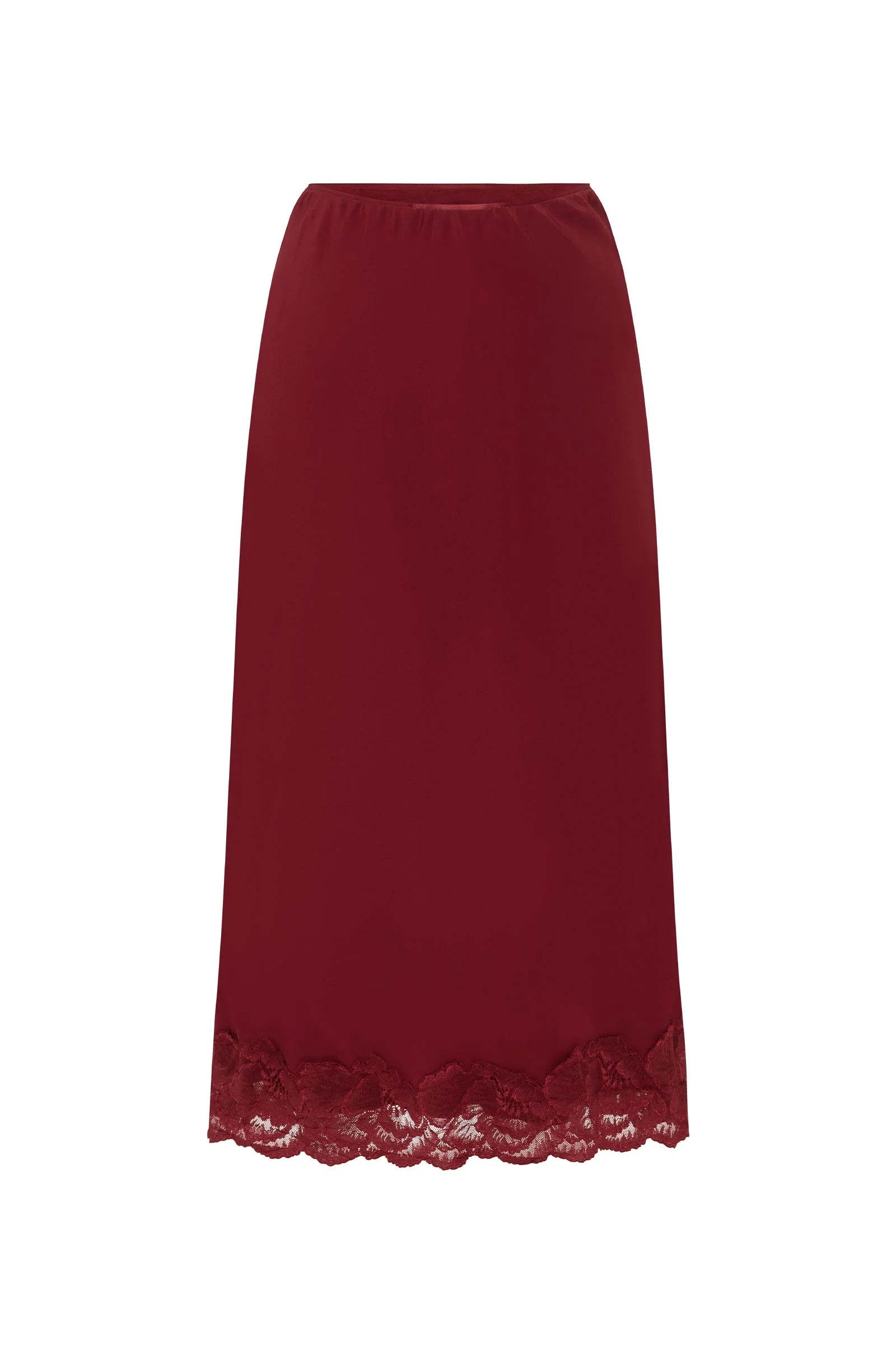 Marina Silk Midi Skirt - Wine Red