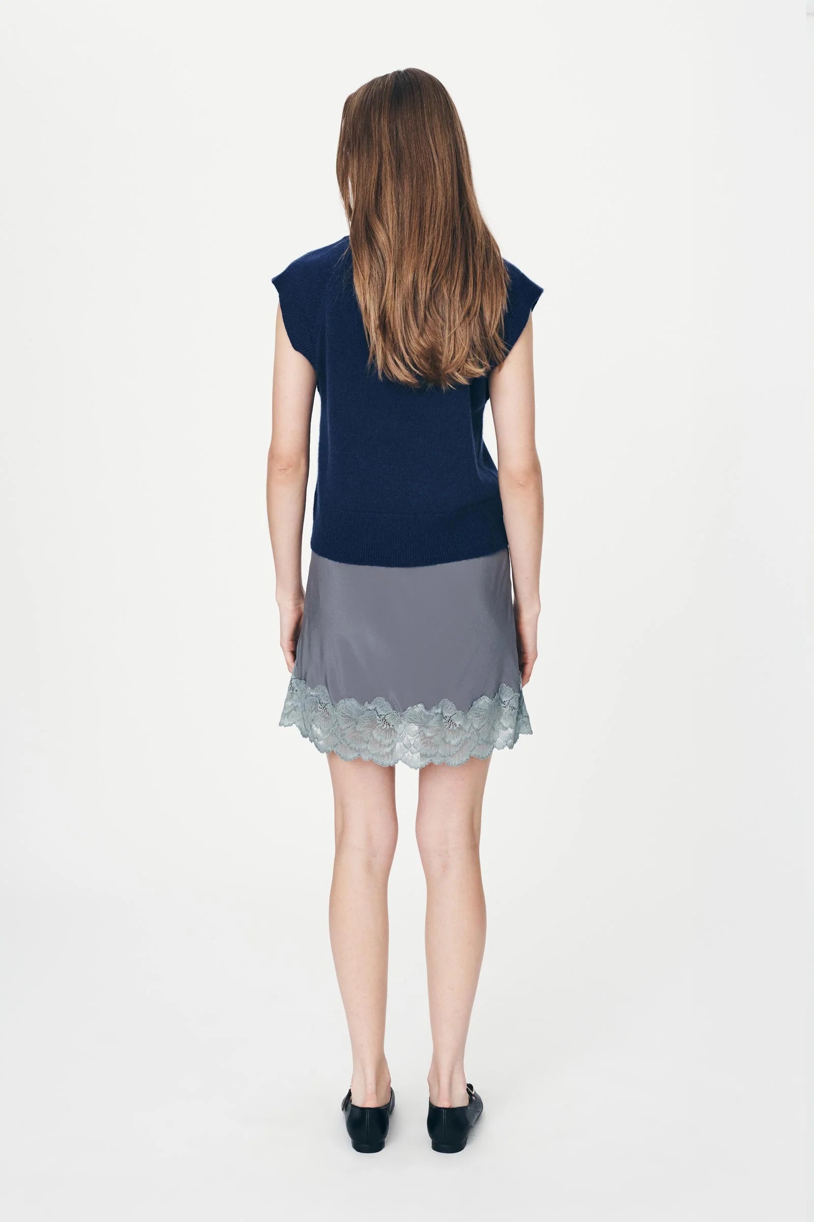 Marina Silk Mini Skirt - Dove Grey