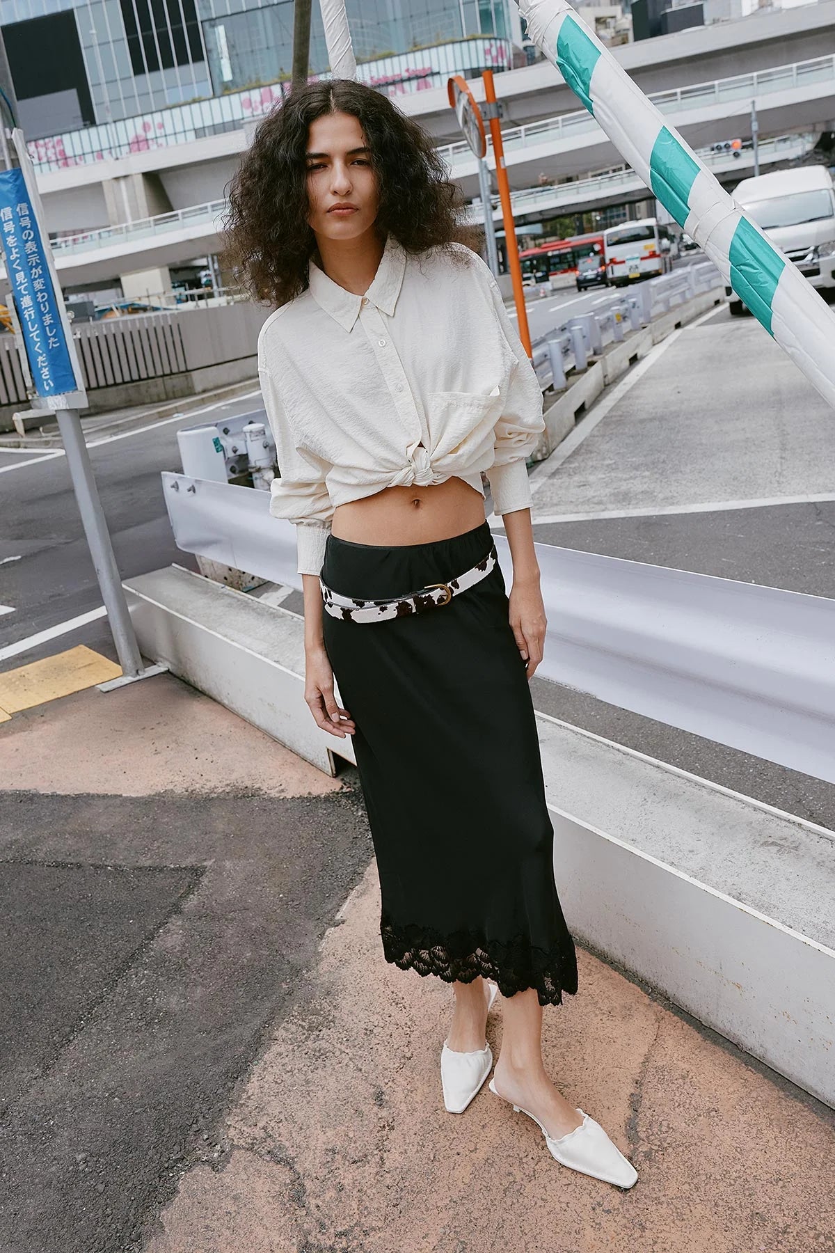 Marina Silk Midi Skirt - Noir