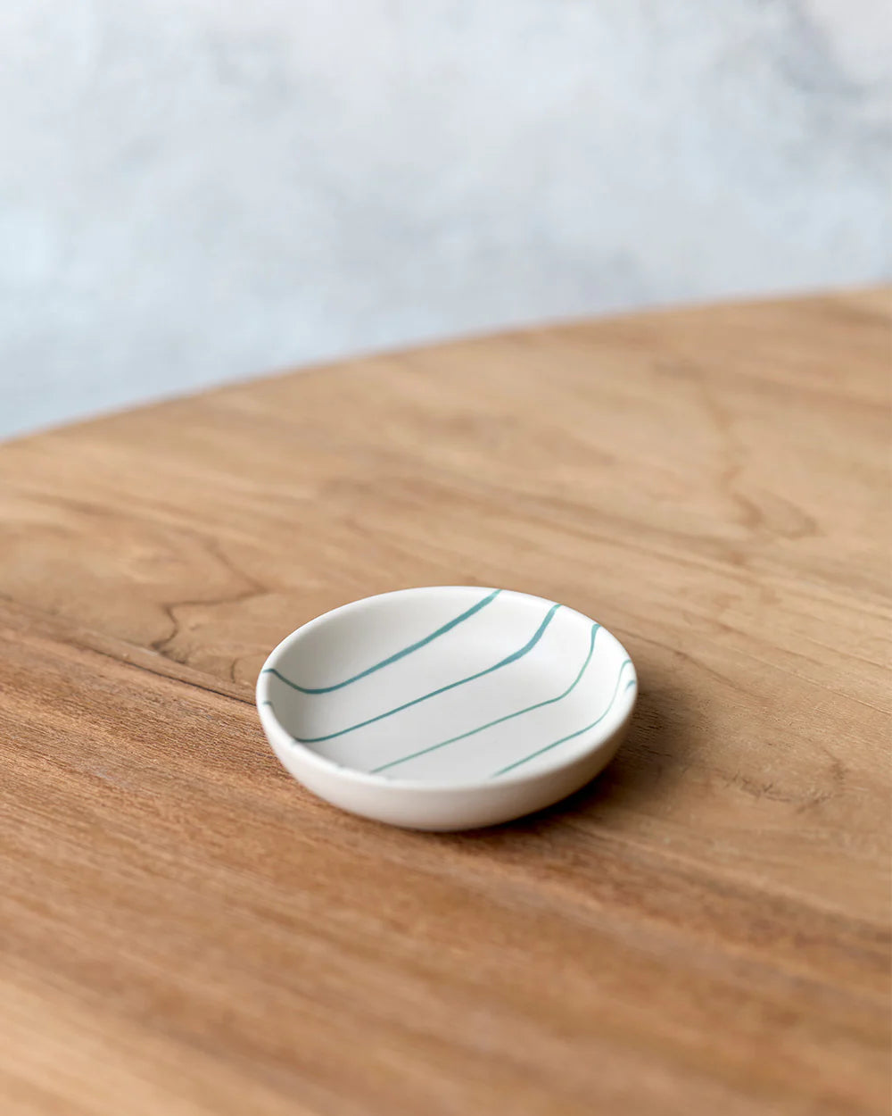 CONDIMENT BOWL 9cm - COASTAL JUNCTION CREAM w/GREEN STRIPE