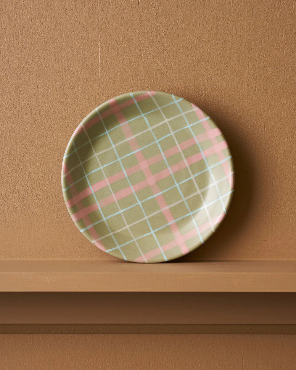 PLATE SINGLE - SAGE & BLUSH CHECK CAT'S PYJAMAS
