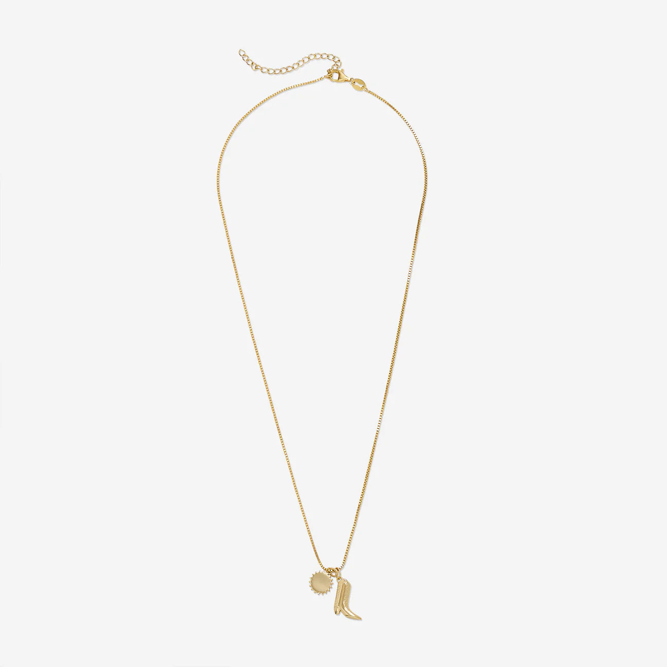 Texas Sun Necklace - Boot + Sun w Box Chain