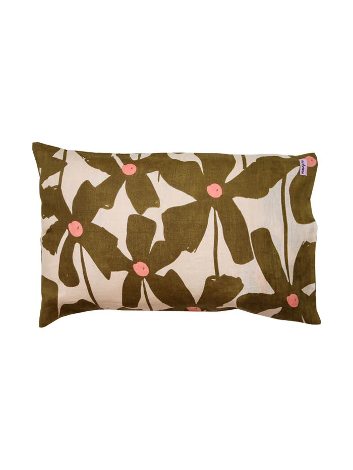 Olive Poppy Pillowcase Set