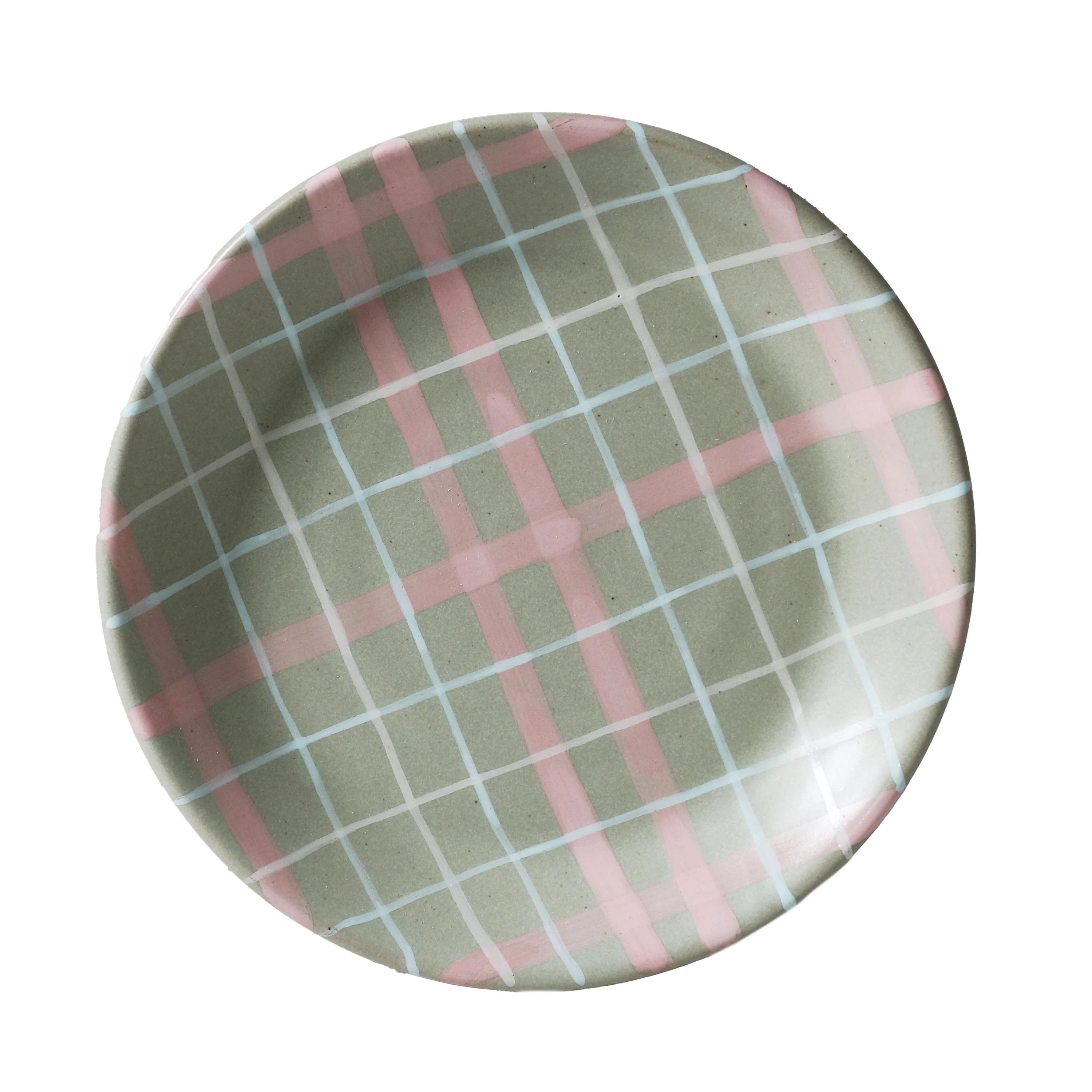 PLATE SINGLE - SAGE & BLUSH CHECK CAT'S PYJAMAS