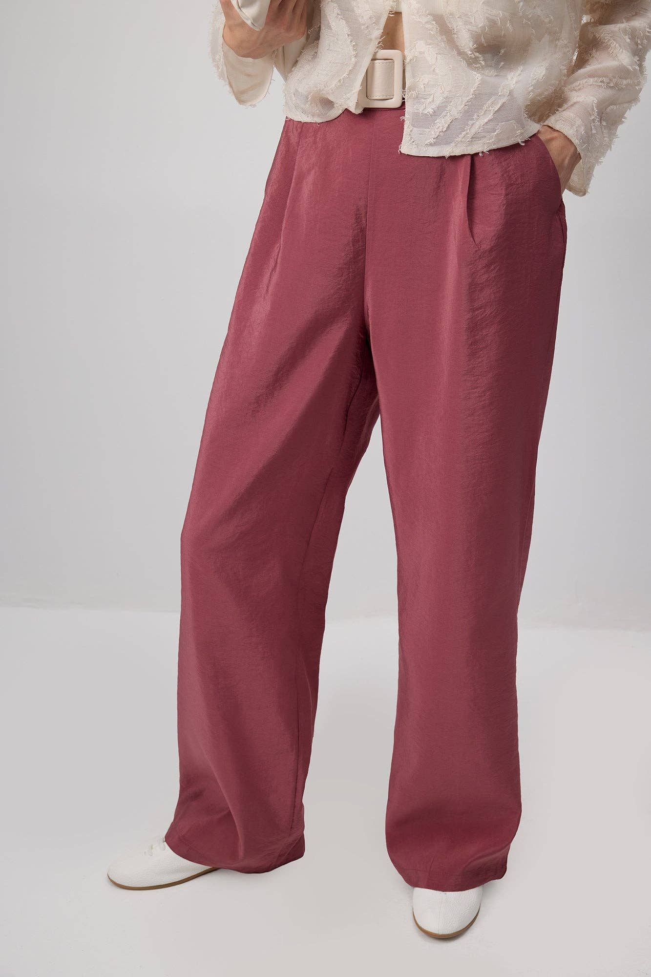 High-Waisted Wide-Leg Cupro Pants