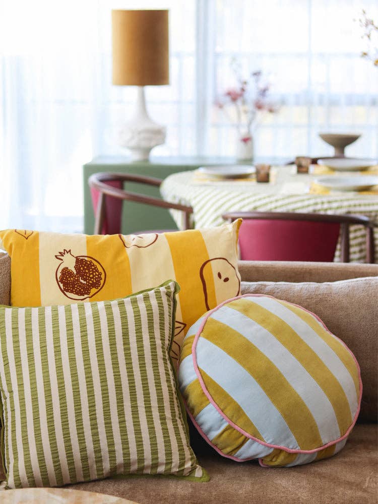 Pistachio Seersucker Cushion: With Insert