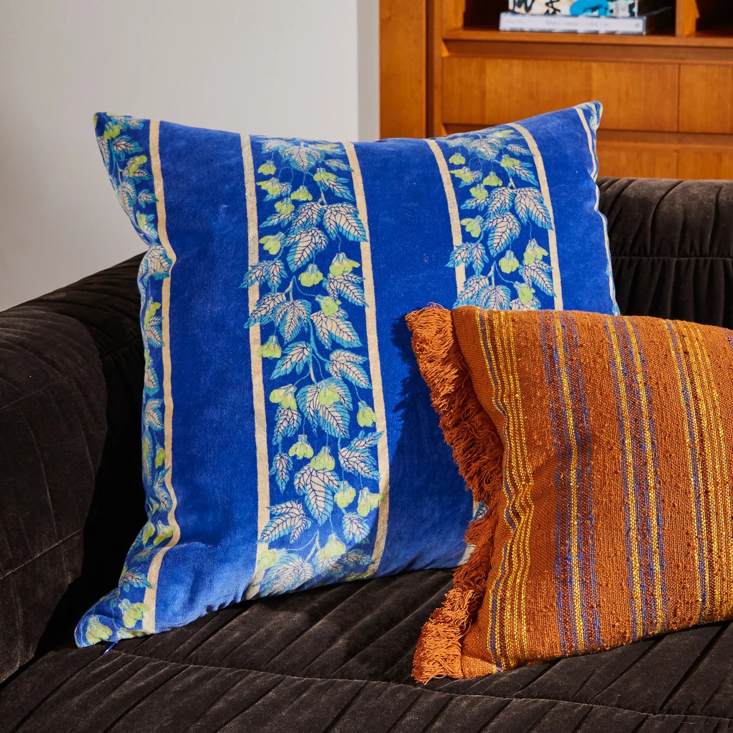 Agata Velvet Cushion - Feather Filled Ultramarine