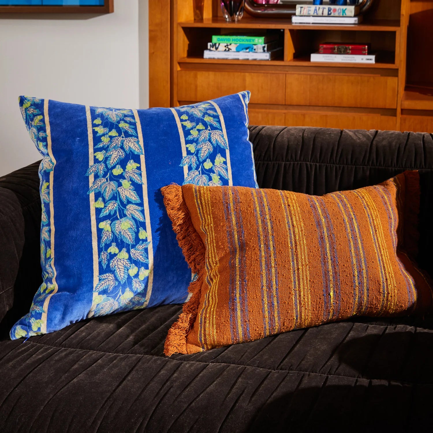 Agata Velvet Cushion - Feather Filled Ultramarine