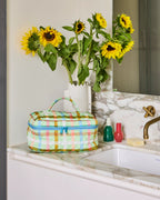 Candy Check Mint Quilted Cotton Toiletry Bags