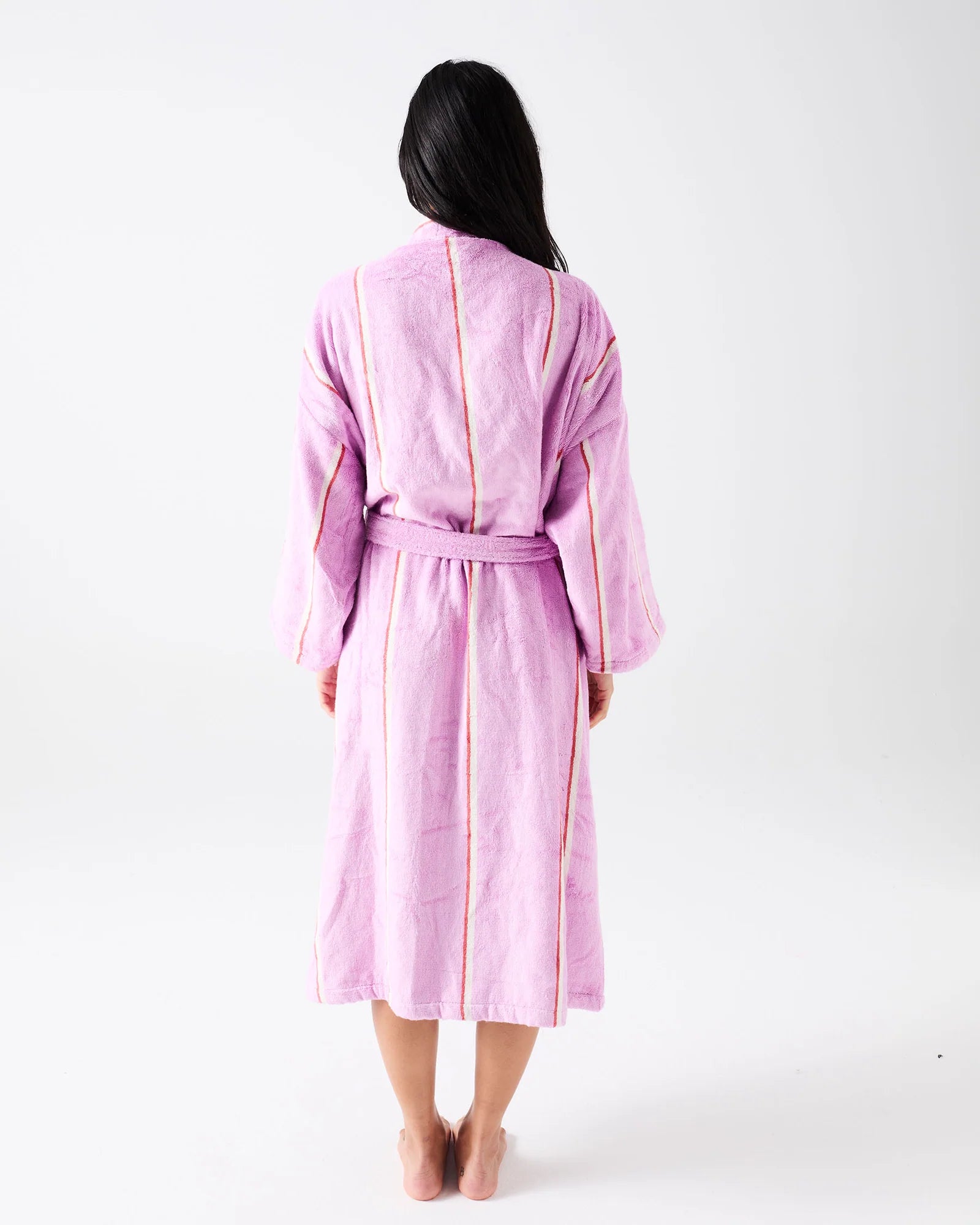 LAVENDER FIELD STRIPE BAMBOO TERRY BATH ROBE