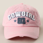 COWGIRL 01 Embroidered Vintage Distressed Baseball Cap
: BLK