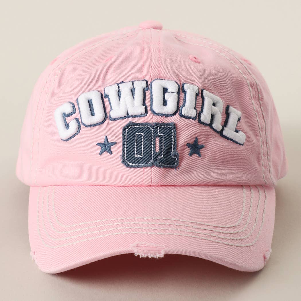 COWGIRL 01 Embroidered Vintage Distressed Baseball Cap
: BLK
