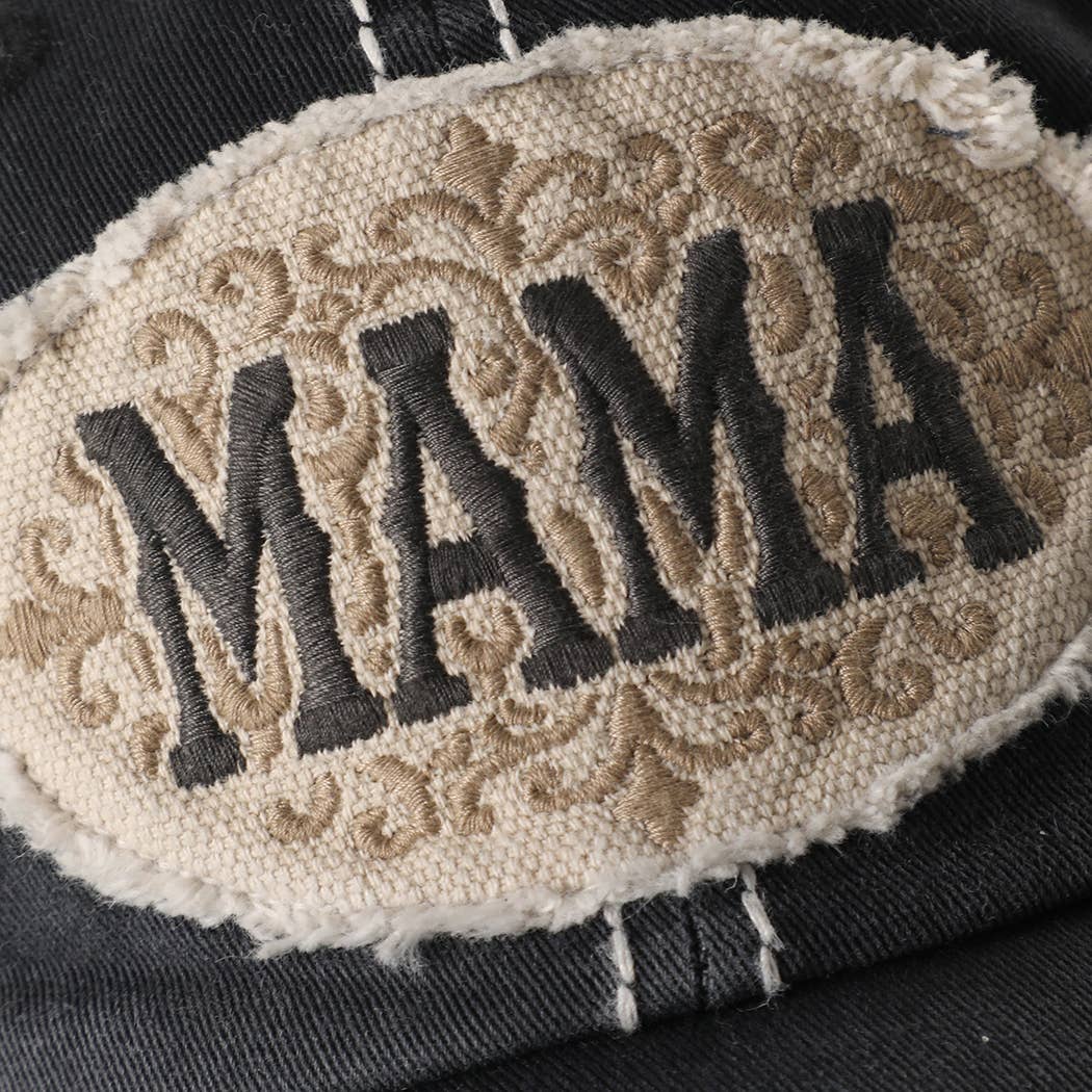 MAMA Patch Embroidered Distressed Baseball Cap : HPK