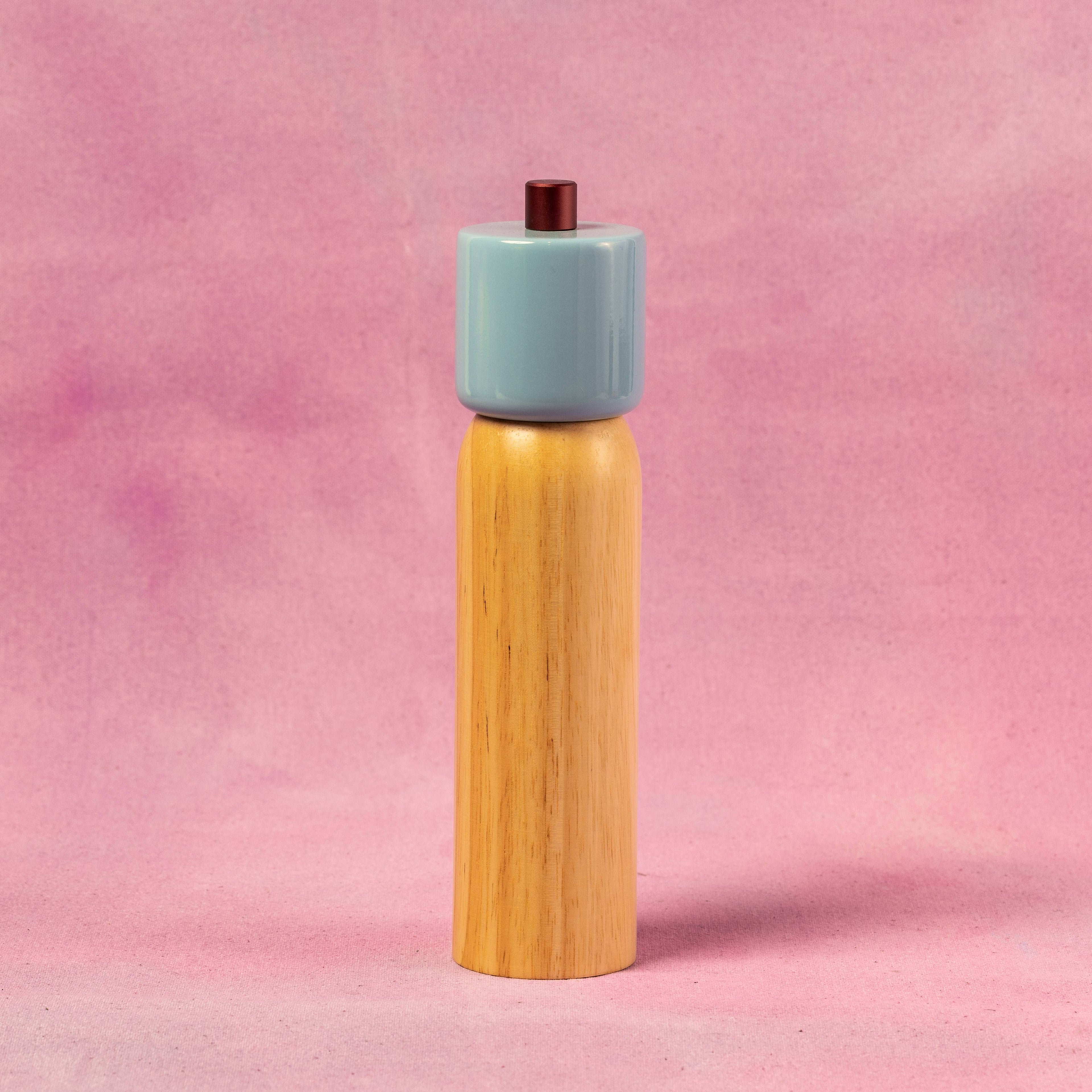 New! Salt & Pepper Grinder - Light Blue & Burgundy: Medium