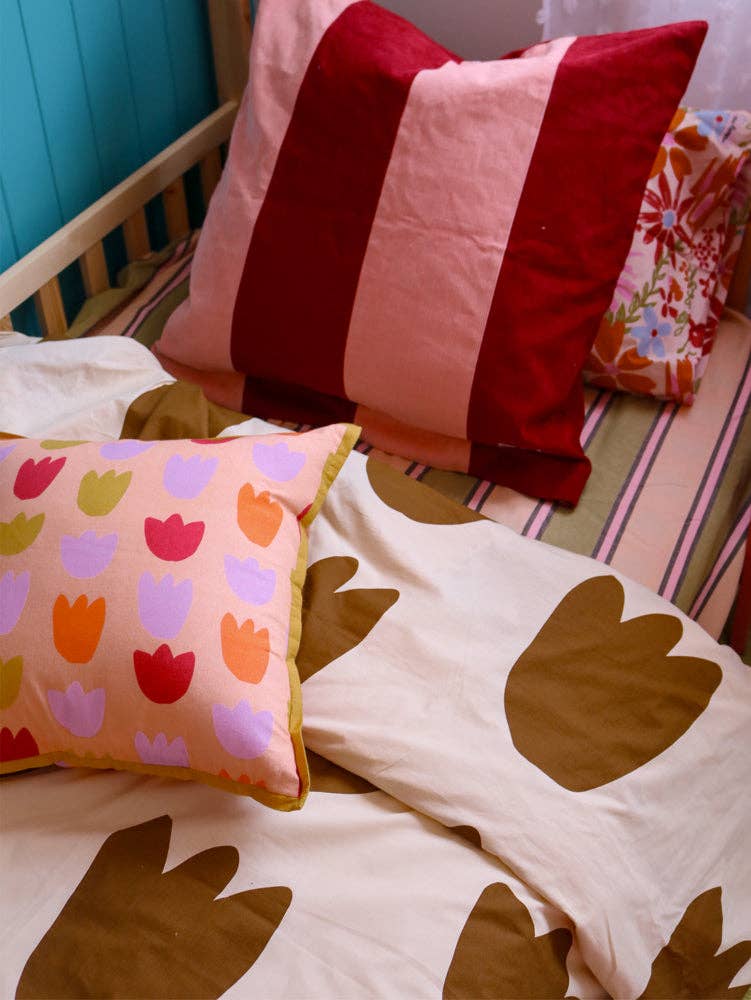 Corduroy Euro Pillowcase - Peach/Ruby