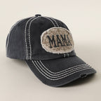 MAMA Patch Embroidered Distressed Baseball Cap : HPK