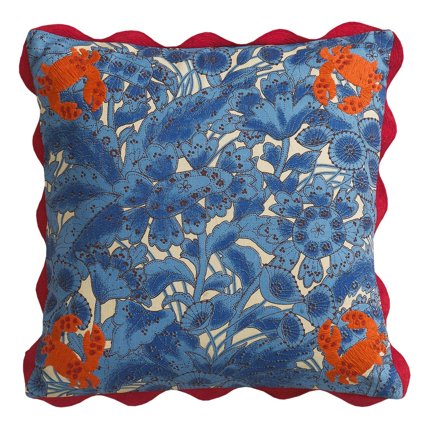 Lucia Embroidered Cushion Cerulean