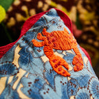 Lucia Embroidered Cushion Cerulean