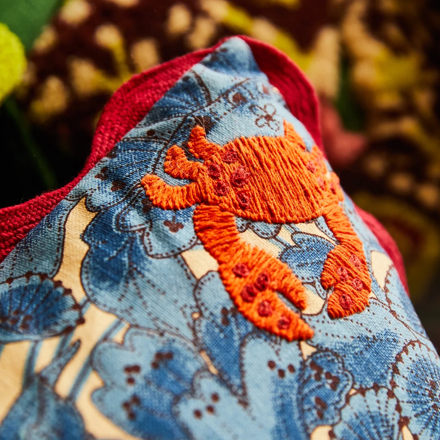 Lucia Embroidered Cushion Cerulean