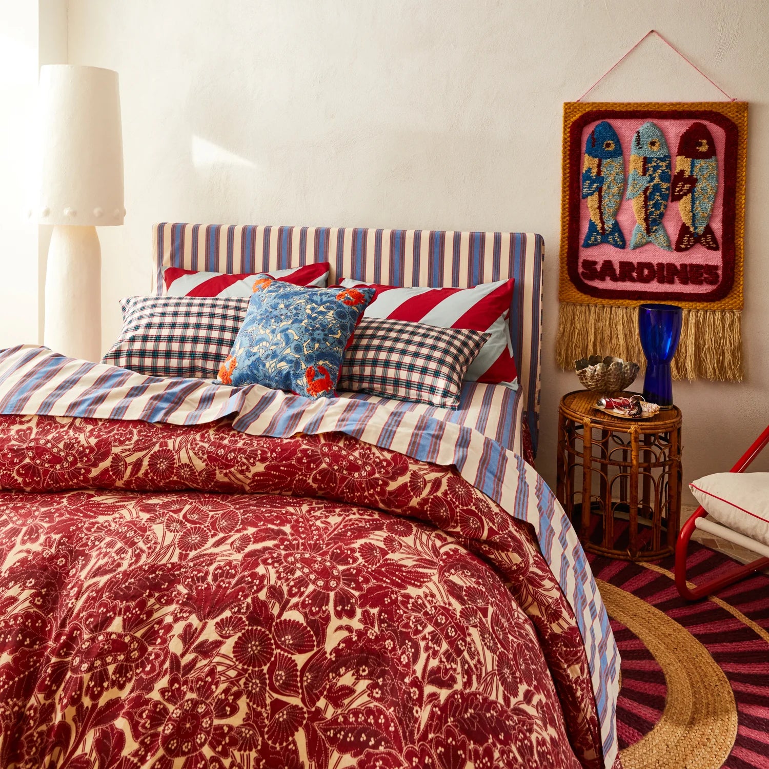 Lucia Embroidered Cushion Cerulean