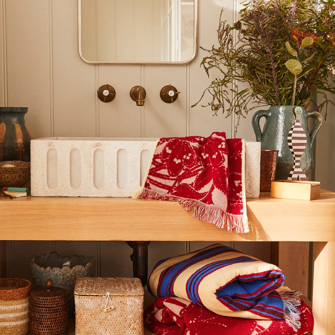 Lucia Face Washer Set - Crimson