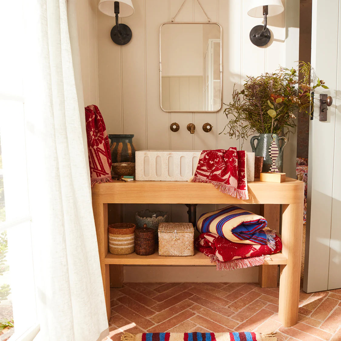 Lucia Face Washer Set - Crimson